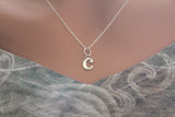 Sterling Silver Lowercase C Initial Charm Necklace, C Initial Necklace, Large C Letter Necklace, C Necklace, Typewriter C Initial Necklace
