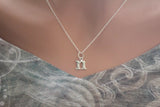 Sterling Silver Lowercase N Initial Charm Necklace, N Initial Necklace, N Letter Necklace, N Necklace, Typewriter N Initial Necklace