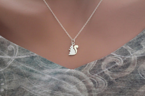 Sterling Silver Squirrel Charm Necklace, Squirrel Charm Necklace, Cute Squirrel Charm Necklace, Adorable Squirrel Necklace, Animal Necklace