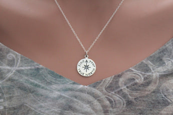 Sterling Silver Find Your True North Compass Charm Necklace, Find Your True North Necklace, Adventure Necklace, Curiosity Necklace