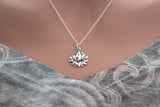 Sterling Silver Blooming Lotus Charm Necklace, Beautiful Lotus Charm Necklace, Lotus Flower Charm Necklace, Zen Necklace, Flower Necklace