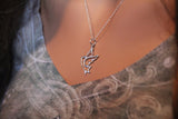 Sterling Silver Dove Necklace, Dove Necklace, Dove Cutout Necklace, Dove Pendant Necklace, Dove Charm Necklace, Bird Necklace, Bird Charm