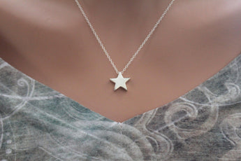 Sterling Silver Star Bead Charm Necklace, Star Bead Charm Necklace, Simple Star Bead Necklace, Silver Star Bead Necklace, Cute Star Necklace