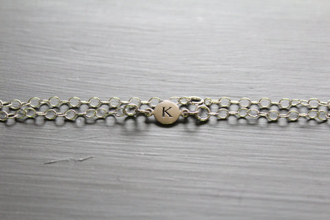 Sterling Silver Simple K Initial Bracelet, Silver Stamped K Bracelet, Stamped K Initial Bracelet, Small K Initial Bracelet, K Bracelet