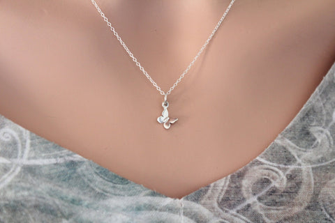 Sterling Silver Tiny Butterfly Charm Necklace, Small Butterfly Necklace, Butterfly Necklace, Minimalist Butterfly Necklace, Little Butterfly