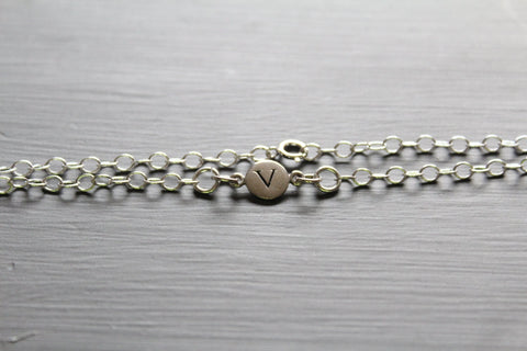 Sterling Silver Simple V Initial Bracelet, Silver Stamped V Bracelet, Stamped V Initial Bracelet, Small V Initial Bracelet, V Bracelet