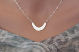 Sterling Silver Medium Crescent Pendant Necklace, Crescent Pendant Necklace, Silver Crescent Moon Shape Necklace, Geometric Necklace