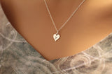 Sterling Silver Y Letter Heart Necklace, Silver Tiny Stamped Y Initial Heart Necklace, Stamped Y Letter Charm Necklace, Y Initial Necklace