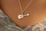 Sterling Silver Guitar Charm Necklace, Silver Guitar Necklace, Guitar Necklace, Electric Guitar Necklace, Musician Necklace, Rock n Roll