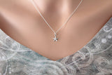 Sterling Silver Tiny Starfish Necklace, Small Silver Starfish Charm Necklace, Starfish Necklace, Simple Ocean Animal Necklace
