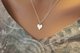 Sterling Silver Heart Charm Necklace, Heart Stamping Necklace, Heart Necklace, Medium Heart Charm Necklace, Simple Heart Charm Necklace