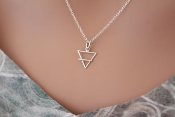 Sterling Silver Earth Element Symbol Charm Necklace, Earth Element Charm Necklace, Earth Element Necklace, Earth Element Symbol Necklace