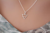 Sterling Silver Earth Element Symbol Charm Necklace, Earth Element Charm Necklace, Earth Element Necklace, Earth Element Symbol Necklace