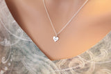 Sterling Silver XO Heart Charm Necklace, XO Hug and Kiss Heart Charm Necklace, Tiny XO Heart Charm Necklace