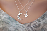 Sterling Silver Love You to the Moon and Back Charm Necklace Set, Mother Daughter Love You to the Moon and Back Charm Necklace Set