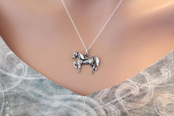 Sterling Silver Horse Necklace, Sterling Silver Textured Stallion Necklace, Wild Stallion Necklace, Textured Horse Necklace, Horse Necklace