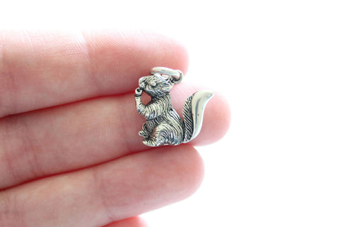 Sterling Silver Squirrel Charm, Squirrel Charm, Silver Squirrel Charm, Squirrel Pendant, Silver Squirrel Pendant, Realistic Squirrel Charm