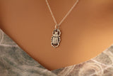 Sterling Silver Beetle Charm Necklace, Beetle Necklace, Beetle Pendant Necklace, Beetle Bug Necklace, Silver Beetle Charm Necklace