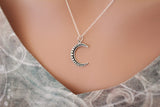Sterling Silver Unique Crescent Moon Pendant Necklace, Crescent Moon Necklace, Large Crescent Moon Pendant Necklace, Moon Necklace