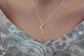 Sterling Silver Selfie Word Charm Necklace, #SELFIE Word Pendant Necklace, #SELFIE Necklace, Selfie Charm Necklace, Selfie Pendant Necklace
