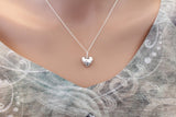 Sterling Silver Hammered 3D Heart Charm Necklace, 3D Hammered Heart Pendant Necklace, Hammered Heart Necklace, 3D Heart Necklace