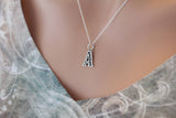 Sterling Silver Uppercase A Initial Charm Necklace, Oxidized Sterling Silver Uppercase A Letter Necklace, Uppercase A Necklace, Uppercase A