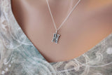 Sterling Silver Uppercase N Initial Charm Necklace, Oxidized Sterling Silver Uppercase N Letter Necklace, Uppercase N Necklace, Uppercase N