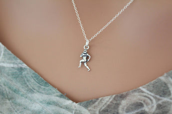 Sterling Silver Small Football Player Charm Necklace, Football Player Necklace, Running Back Football Necklace, Football Charm Necklace