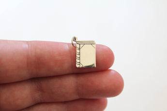 Sterling Silver Book Charm, Book Lover Charm, Gift For Bookworm, Bookworm Charm, Silver Book Charm, Book Pendant, Silver Book Pendant