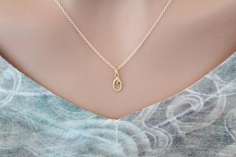 Gold Cursive O Initial Necklace, O Letter Necklace, Cursive O Initial Necklace, 24K Gold Plated O Letter Necklace, Gold O Letter Necklace