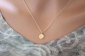 Gold Simple C Initial Necklace, Gold Stamped C Necklace, Stamped C Initial Necklace, Gold Small C Initial Necklace, Gold C Initial Charm