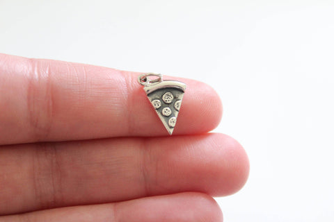 Sterling Silver Pizza Charm, Pizza Charm, Silver Pizza Pendant, Pizza Lover Pendant, Pepperoni Pizza Charm, Pizza Charm, Pizza Pendant