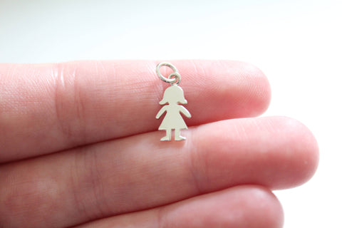 Sterling Silver Girl Cutout Charm, Gift for Mom to Be, Daughter Charm, Girl Charm, Mothers Day Charm, Girl Cutout Charm, Girl Pendant