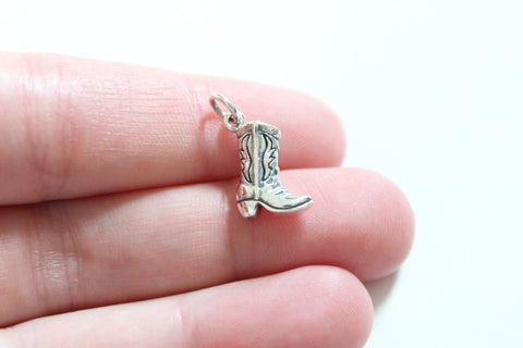 Sterling Silver Cowboy Boot Charm, Cowboy Boot Pendant, Silver Cowboy Boot Charm, Silver Cowboy Boot Pendant, Cowgirl Boot Charm, Cowgirl