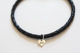 Leather Bracelet with Sterling Silver XO Charm, XO Heart Charm Bracelet, XO Bracelet, Hugs and Kisses Bracelet, Hugs and Kisses Charm
