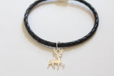 Sterling Silver Bracelet with Sterling Silver Reindeer Charm, Reindeer Bracelet, Reindeer Charm Bracelet, Deer Bracelet, Stag Bracelet, Deer