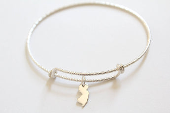 Sterling Silver Bracelet with Sterling Silver New Jersey Charm, New Jersey Bracelet, New Jersey Charm Bracelet, New Jersey State Bracelet