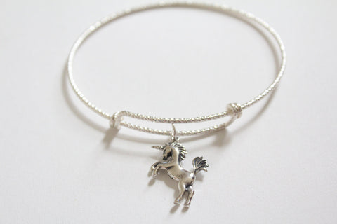 Sterling Silver Bracelet with Sterling Silver Unicorn Charm, Unicorn Charm Bracelet, Unicorn Bracelet, Unicorn Pendant Bracelet, 3D Unicorn