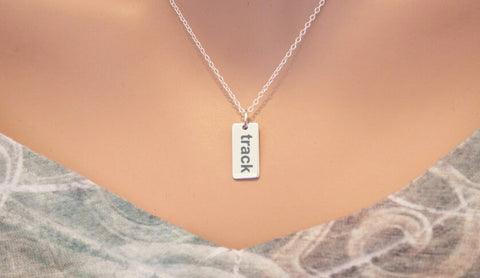 Sterling Silver Track Necklace, Customizable - Choose Your Font, Track Word Necklace, Track Charm Necklace, Track and Field Necklace, Runner