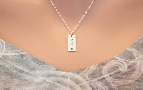 Sterling Silver MiMi Necklace With Heart, MiMi Charm Necklace, MiMi Necklace Silver, Future MiMi Necklace, Pregnancy Announcement for MiMi