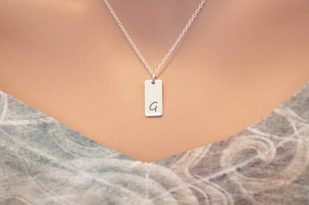 Initial G Necklace Sterling Silver, Initial G Bar Necklace, Letter G Necklace, Letter G Bar Necklace, Silver G Initial Necklace, G Initial