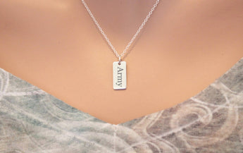 Sterling Silver Army Charm Necklace, Military Necklace, Military Pendant Necklace, Army Necklace for Women, Engraved Army Necklace