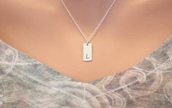 Initial L Necklace Sterling Silver, Initial L Bar Necklace, Letter L Necklace, Letter L Bar Necklace, Silver L Initial Necklace, L Initial