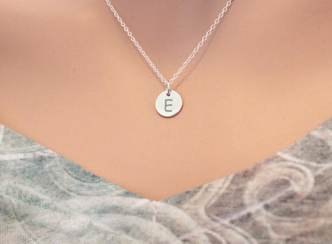 Tiny Capital E Charm Necklace Sterling Silver, Minimalist E Letter Necklace, Little E Initial Necklace, Initial E Necklace Silver, Tiny E