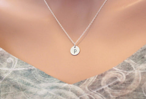 Tiny Lowercase P Charm Necklace Sterling Silver, Minimalist P Letter Necklace, Little P Initial Necklace, Initial P Necklace Silver, Tiny P