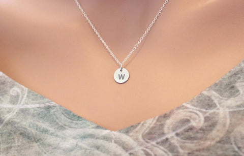 Tiny Lowercase W Charm Necklace Sterling Silver, Minimalist W Letter Necklace, Little W Initial Necklace, Initial W Necklace Silver, Tiny W
