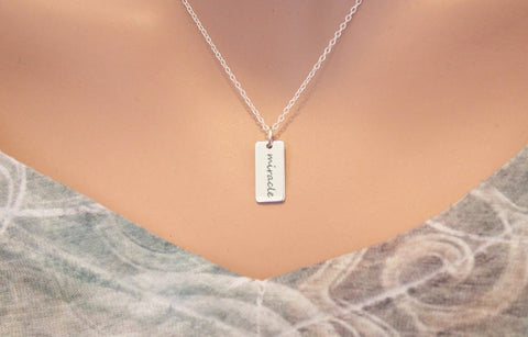 Miracle Charm Necklace, Cursive Miracle Word Necklace, Miracle Jewelry, Miracle Necklace, Miracle Necklace Silver, Sterling Silver Miracle