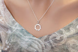 Sterling Silver Eclipse Charm - Sun Charm Necklace, Sterling Silver Sun Charm, Silver Eclipse Sun Charm Necklace,Sun Pendant Necklace