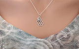 Sterling Silver Honey Bee Charm with Honeycomb Necklace, Silver Honey Bee Charm with Honeycomb Pendant Necklace, Honeycomb Charm Necklace