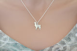 Sterling Silver Llama Charm Necklace, Silver Llama Necklace, Adorable Silver Llama Necklace, Silver Llama Pendant Necklace, Alpaca Necklace